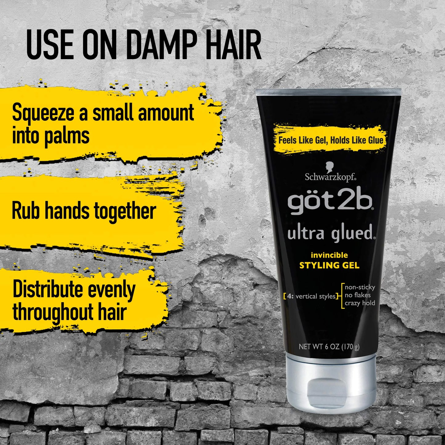 Got2B Ultra Glued Invincible Styling Gel 2 - 6 oz tubes + 1 Travel 1.25 oz tube Styling Gel + Travel 1 Fl Oz (Pack of 1)