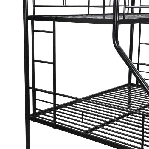 Twin Over Full With Trundle Metal Bunk Bed , No Box Spring Needed, Easy Assemble