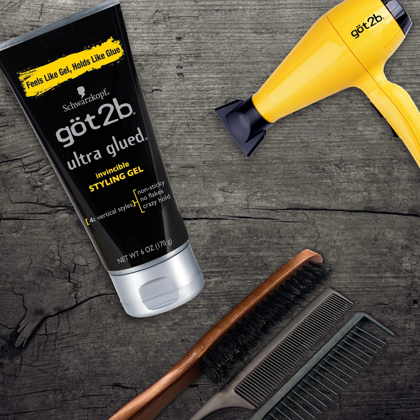 Got2B Ultra Glued Invincible Styling Gel 2 - 6 oz tubes + 1 Travel 1.25 oz tube Styling Gel + Travel 1 Fl Oz (Pack of 1)