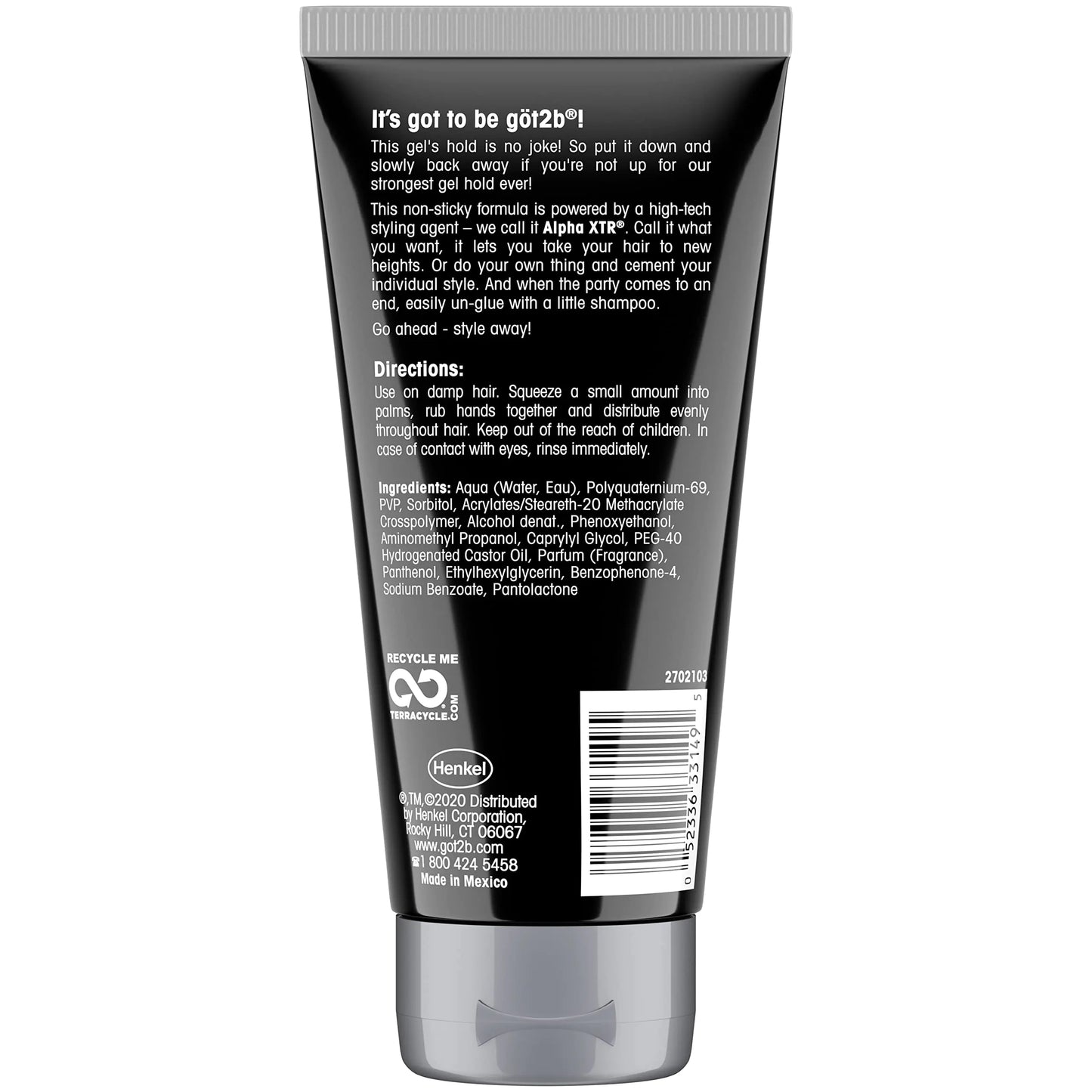 Got2B Ultra Glued Invincible Styling Gel 2 - 6 oz tubes + 1 Travel 1.25 oz tube Styling Gel + Travel 1 Fl Oz (Pack of 1)