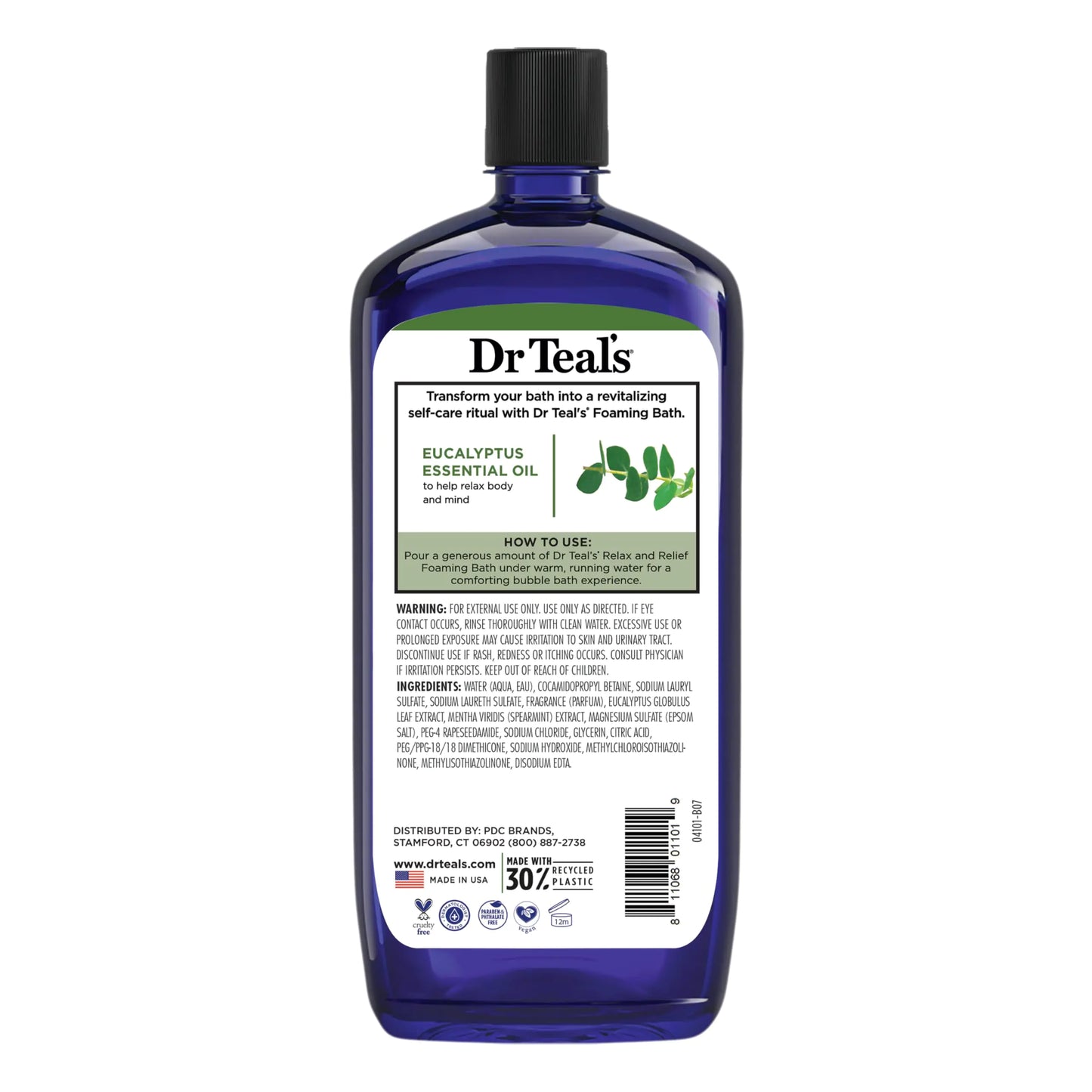 Dr Teal's Foaming Bath with Pure Epsom Salt, Relax & Relief with Eucalyptus & Spearmint, 34 fl oz (Pack of 4) (Packaging May Vary)